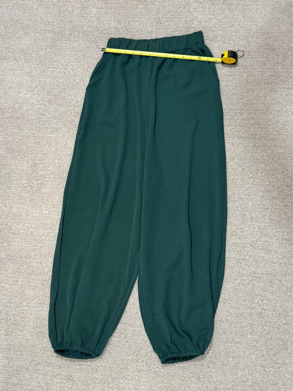 Elastic-Waist Dark Green Women’s Jogger Trousers balloon pants